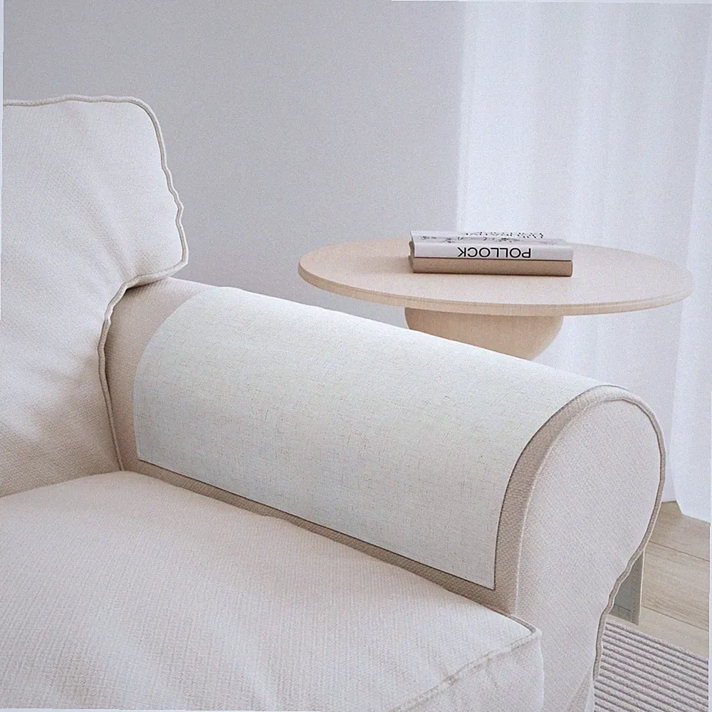 Armrest Covers Set of 2 - Textured Linen Blended, Pet-Proof Easy Fit Sofa Arm...