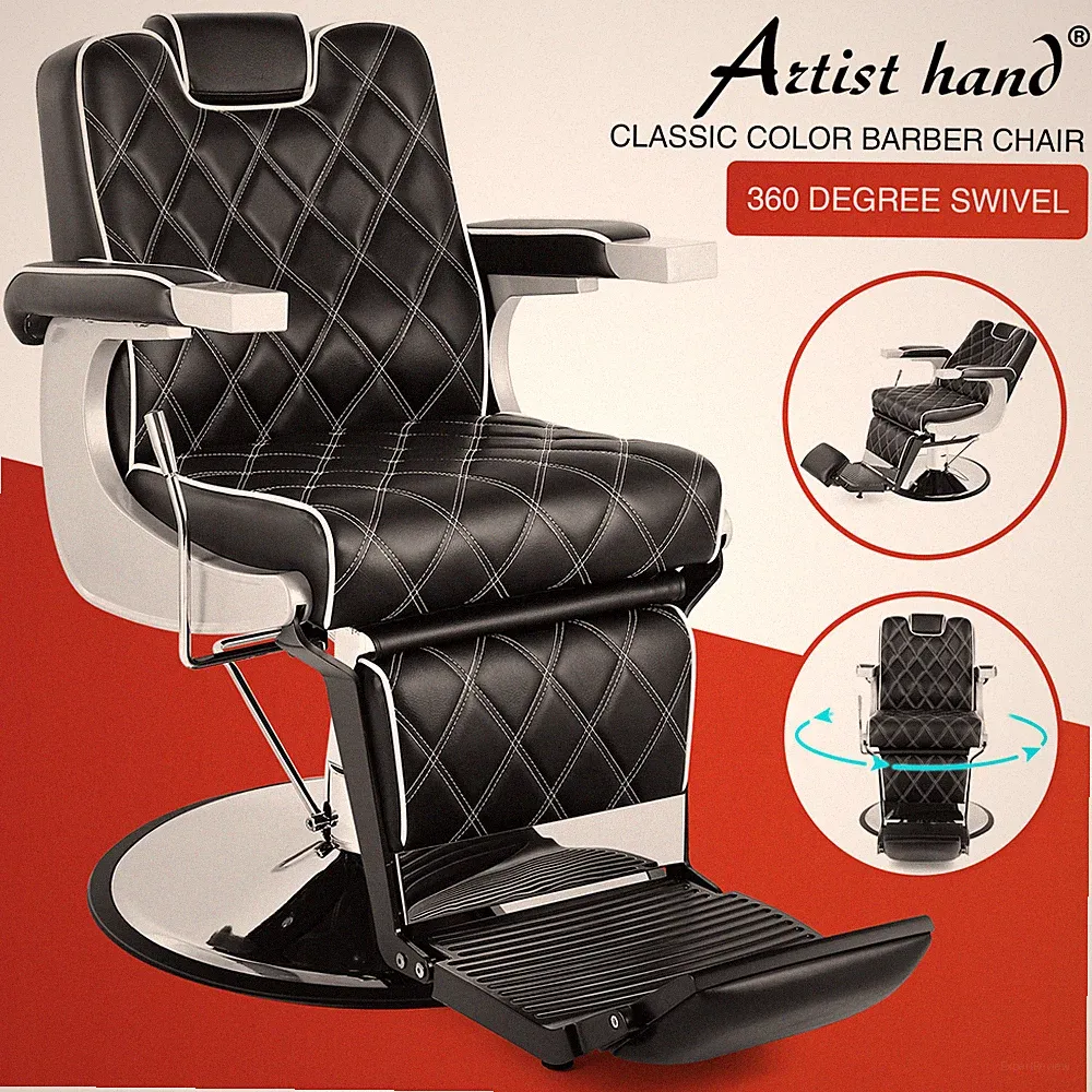 Artist hand Vintage Heavy Duty Hydraulic Recline Barber Chair Salon Beauty Black