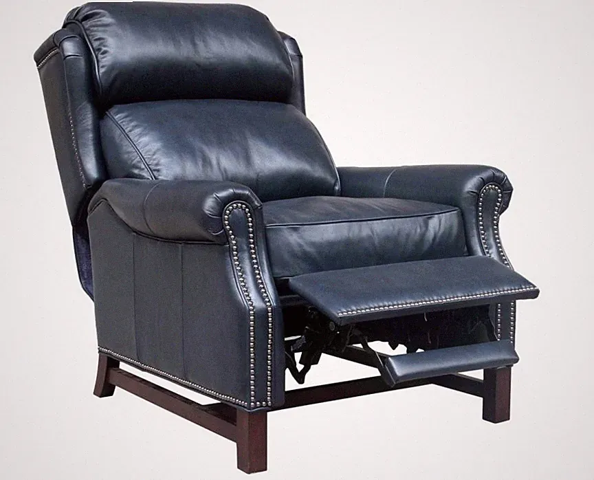 Barcalounger Thornfield 7-3164 Manual Recliner Chair - Shoreham Blue Leather