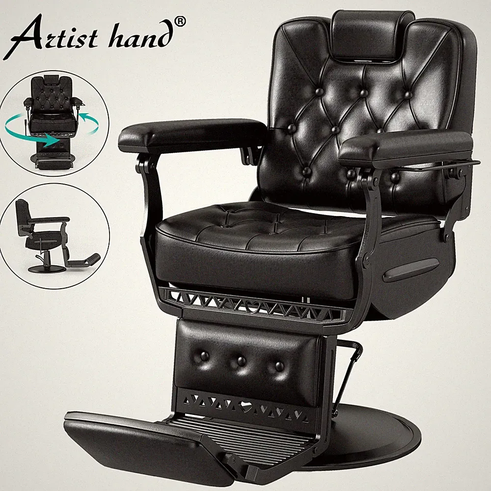 Black Vintage Recline All Purpose Barber Chair Heavy Duty Hydraulic Beauty Salon