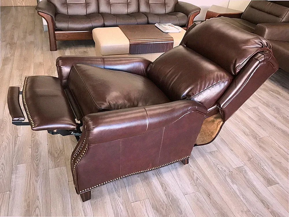 New Barcalounger Meade Recliner Chair 7-3058 Genuine Amber All Leather