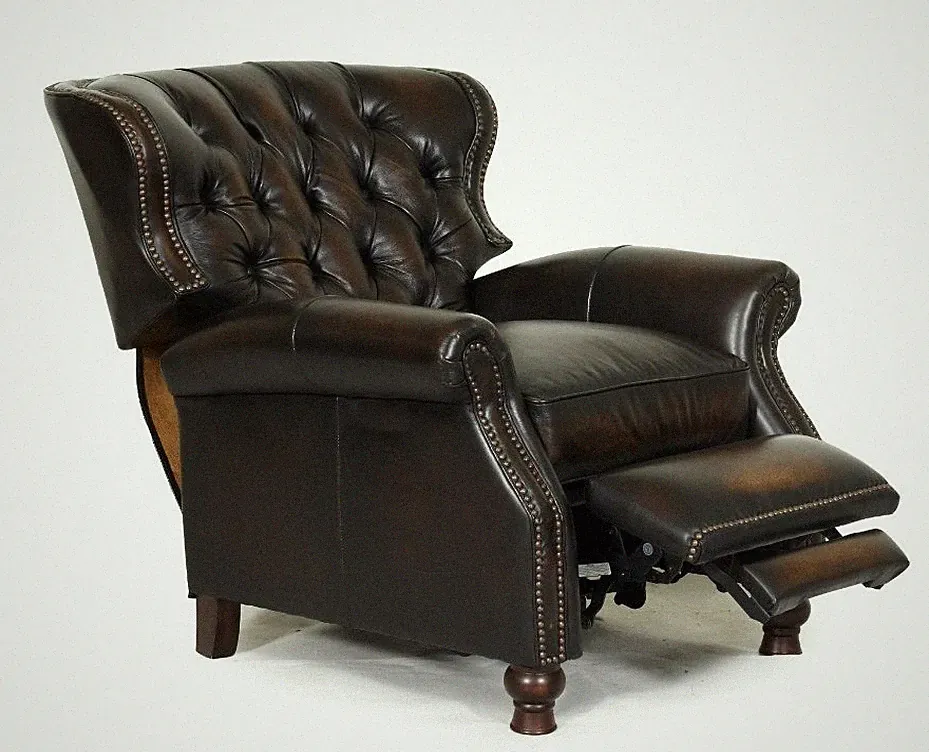 Presidential II Stetson Coffee Tufted Manual Top Grain Leather Recliner Chair