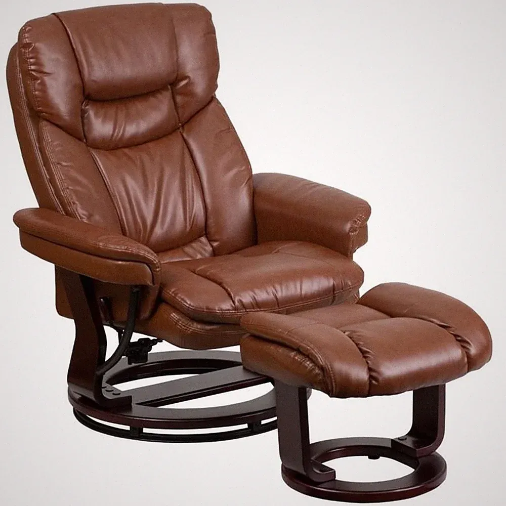 Pemberly Row Leather Recliner in Vintage Brown