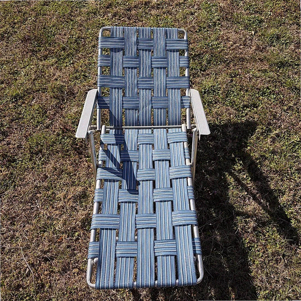 Vintage Aluminum & Webbed CHILD’s Folding Lawn Lounge Chair Adjustable!