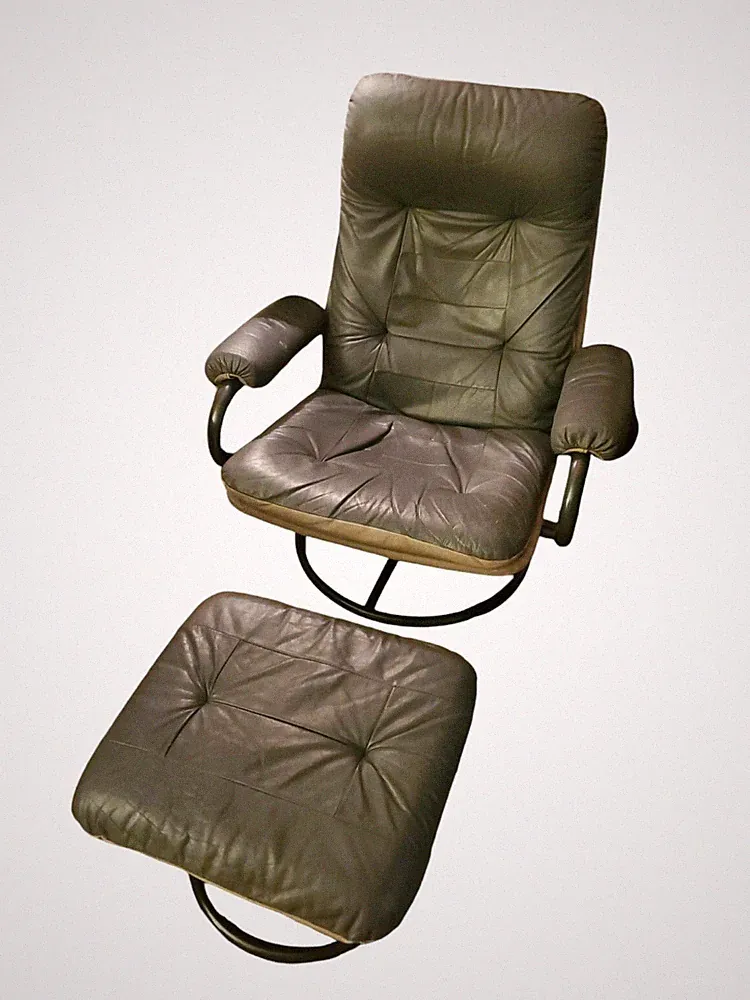 Vintage ChairWorks Reclining Swivel Armchair & Ottoman - FREE SHIPPING