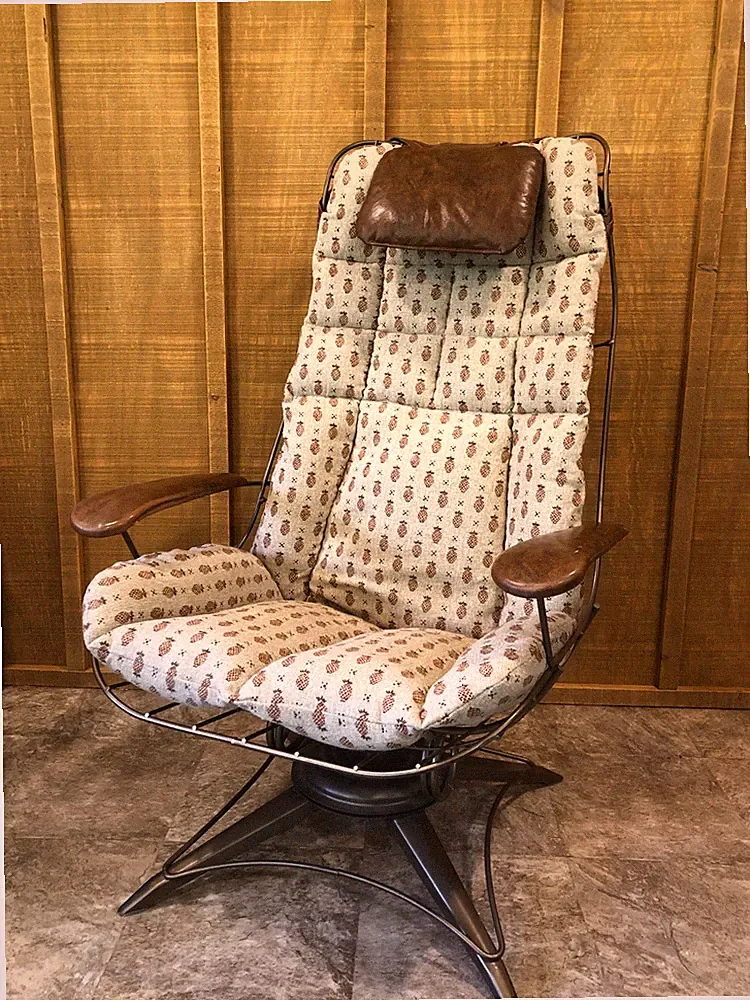 VINTAGE MID-CENTURY HOMECREST WIRE SWIVEL ROCKER LOUNGE CHAIR W/ORIGINAL CUSHION