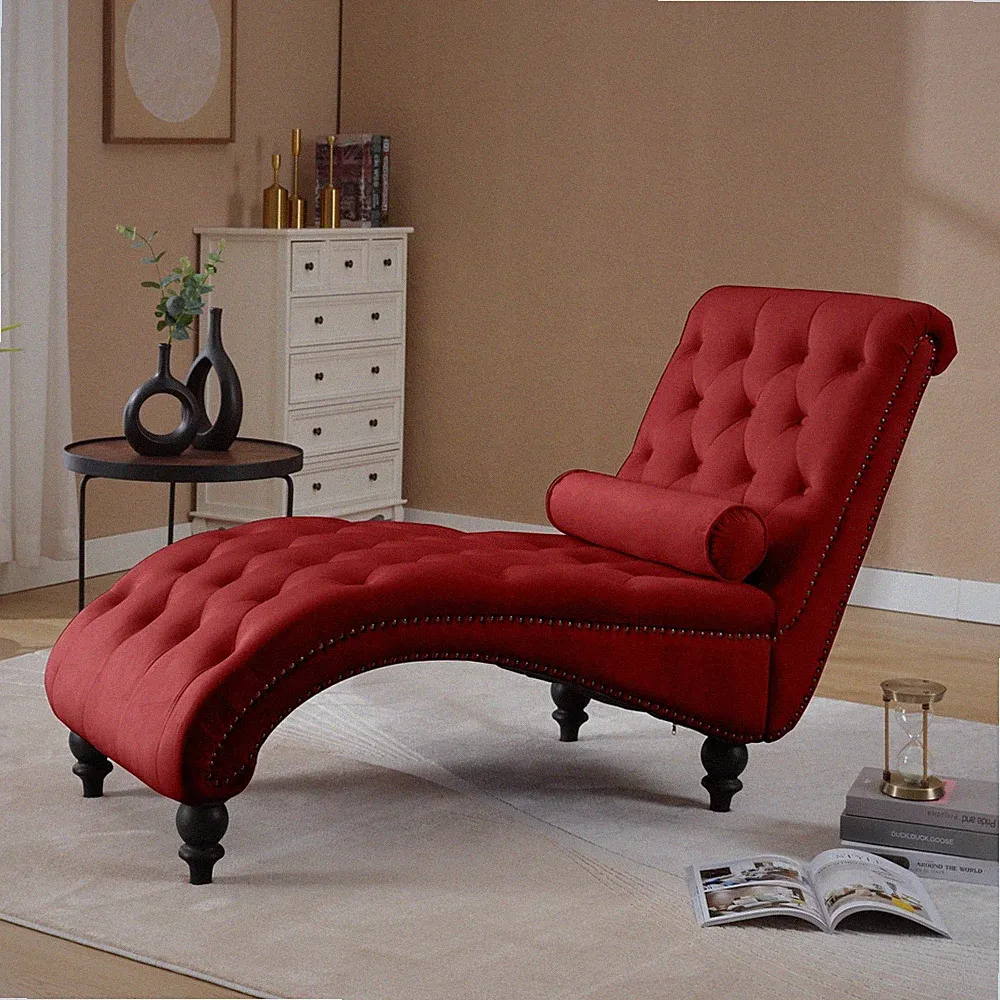 Vintage Velvet Recliner Armless Upholstered Lounge Chair with Solid Wood Frame