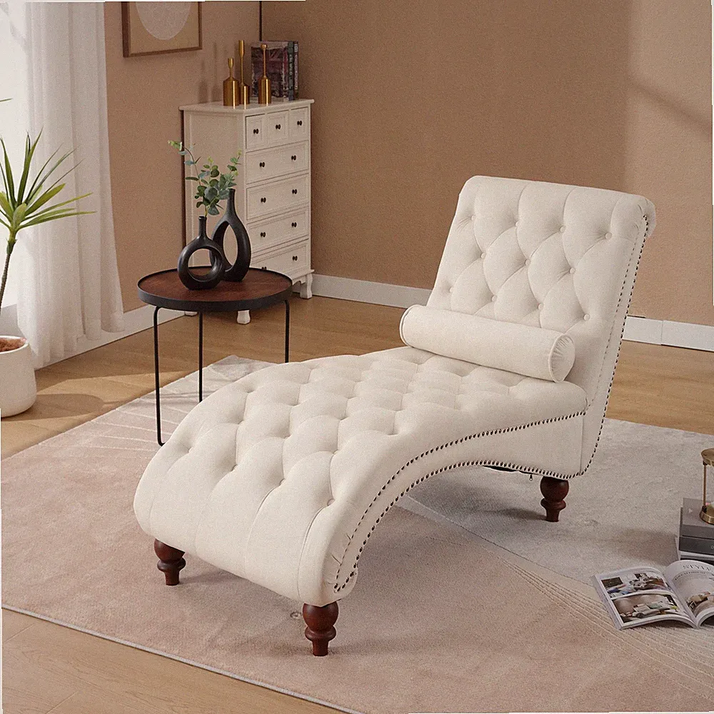 Vintage Velvet Recliner Chair with Tufting & Silver Nailhead Trim