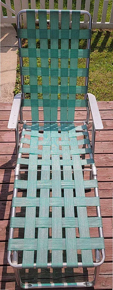 Vintage Webbed Reclining Aluminum Lounge Chair
