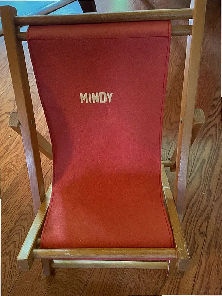 Vintage Wooden Kids Folding Patio Lounge Chair Beach Sling Chair Reclining Chair