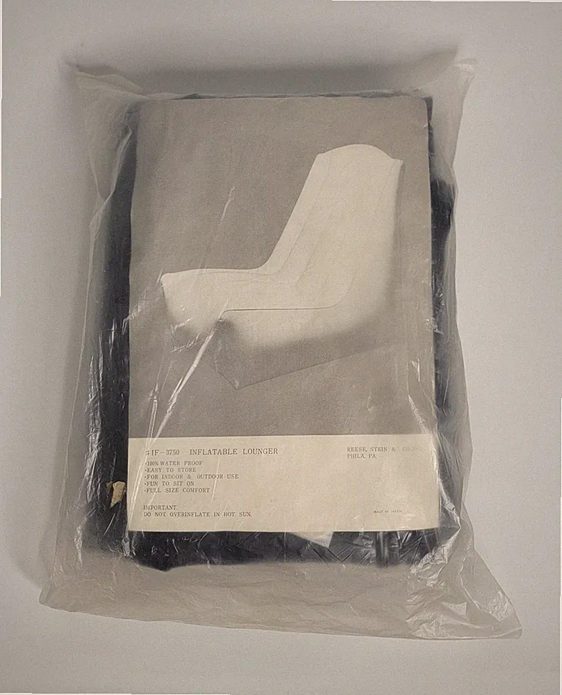 VTG 1970s Blow Up Lounge Chair Glossy Black Inflatable By Reese Stein Co Japan